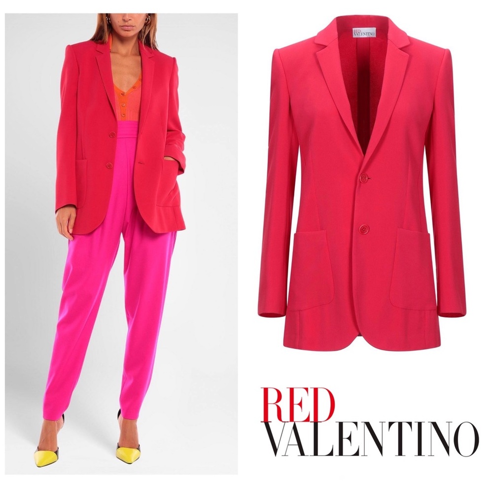 New! Rare RED VALENTINO Single-Breasted Long Blazer in Fuchsia